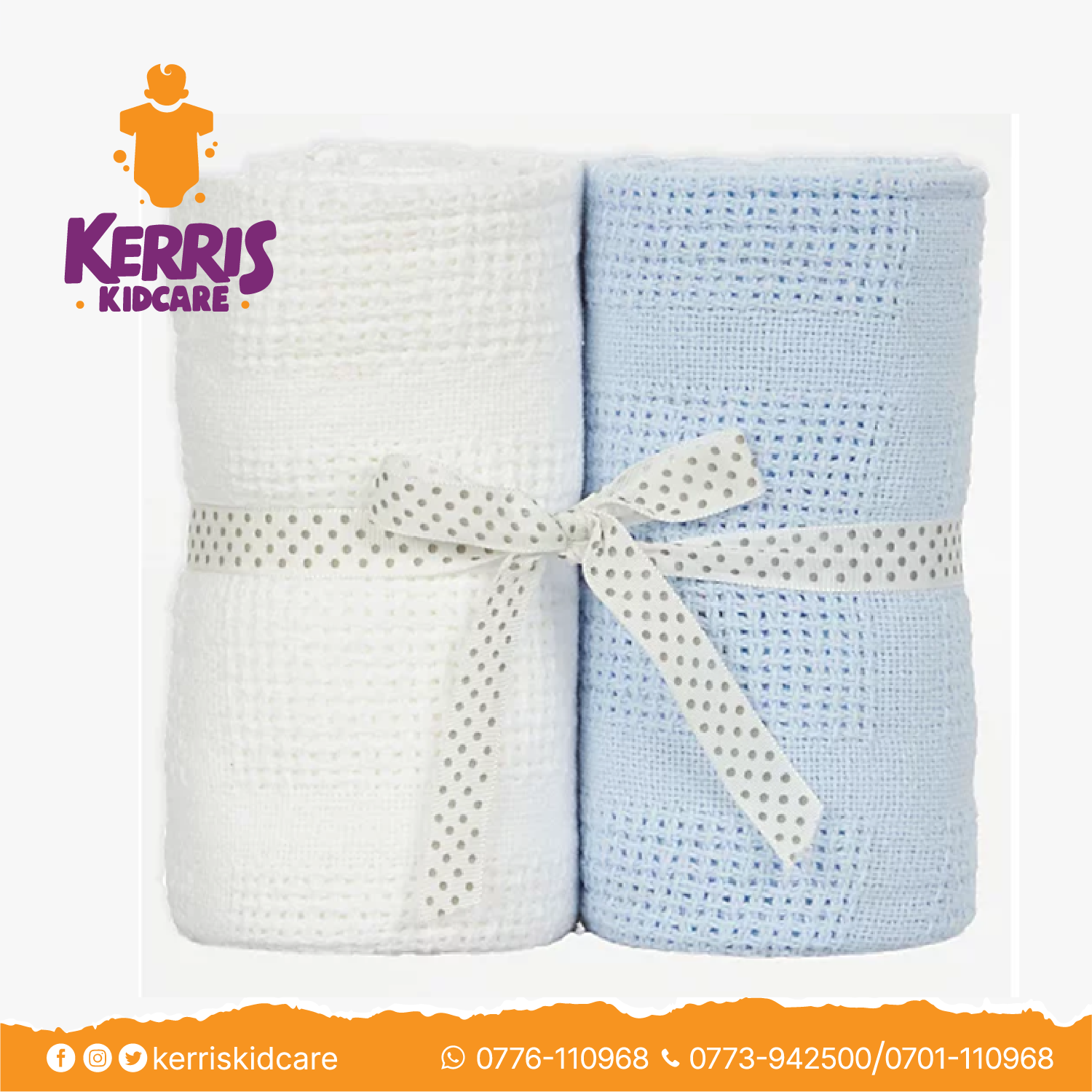 Blue and White Cellular Baby Blanket